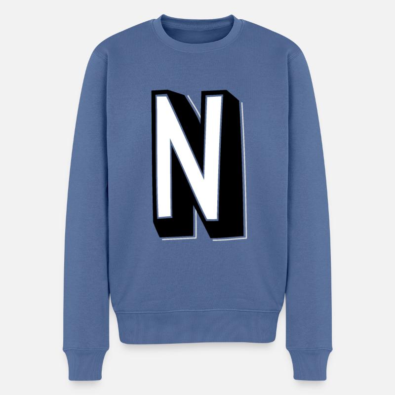 Buchstabe N - Alphabet N. - Männer Premium Bio Pullover - Taubenblau