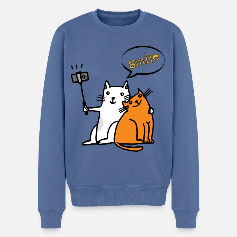 Sourire Chat Chats Drôle Drôle - Pull Premium bio Homme - bleu pigeon
