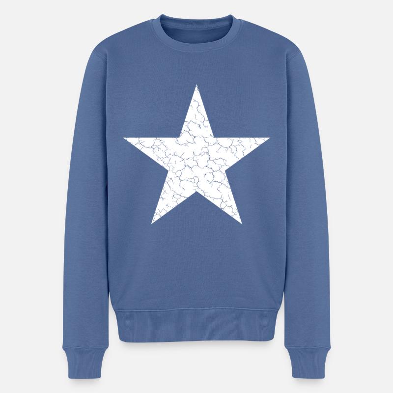weißer Stern, white star - Männer Premium Bio Pullover - Taubenblau