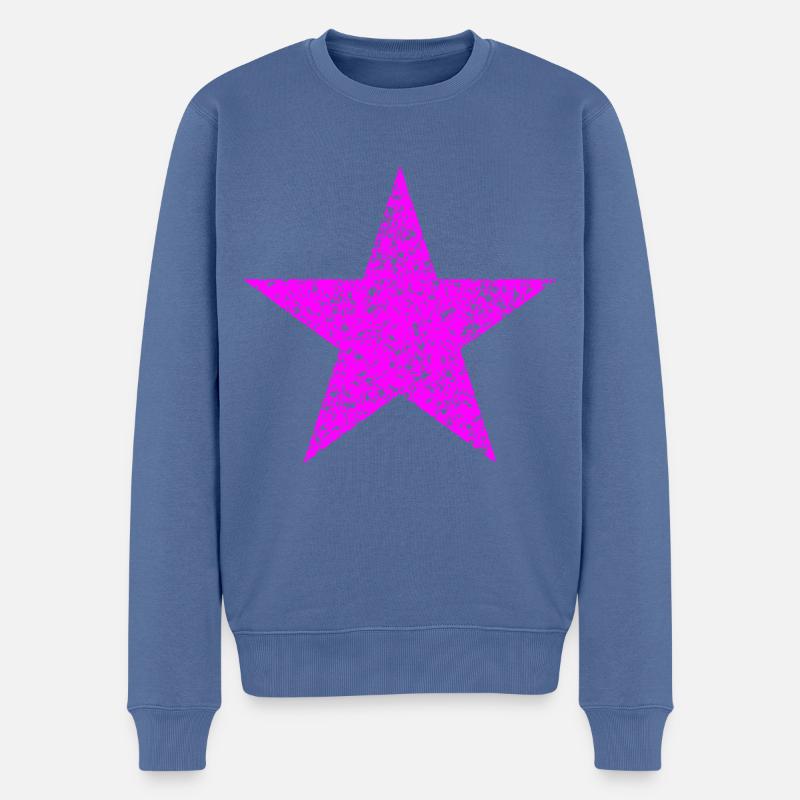 pinker Stern, pink star - Männer Premium Bio Pullover - Taubenblau