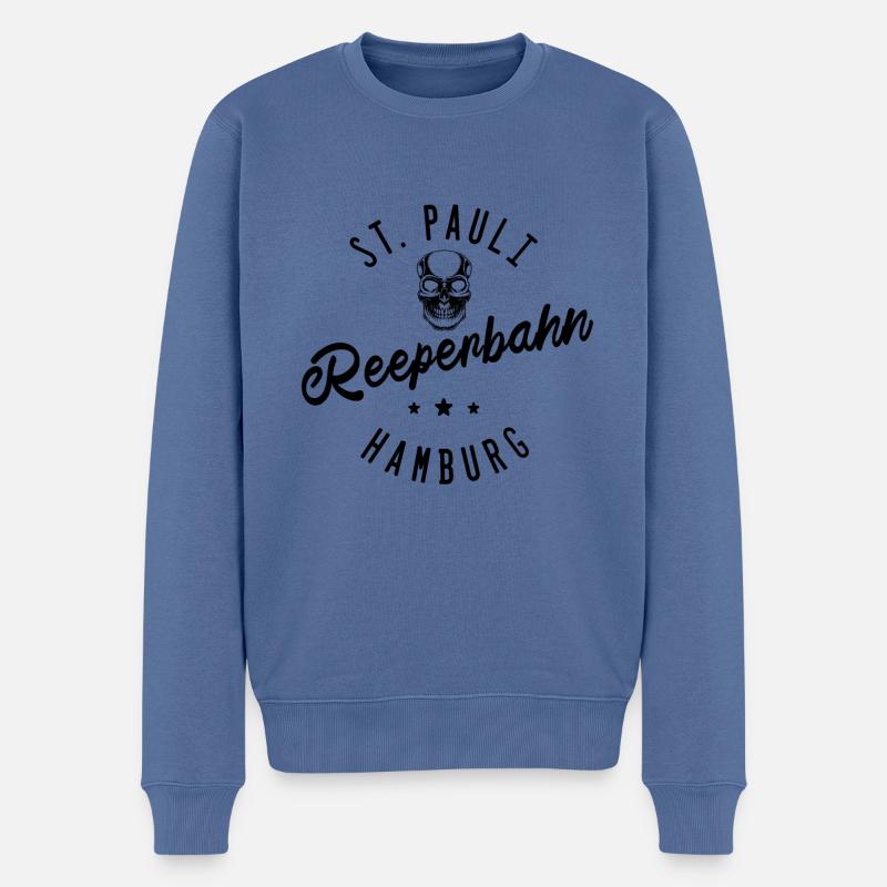 St. Pauli Hamburg Reeperbahn - Männer Premium Bio Pullover - Taubenblau