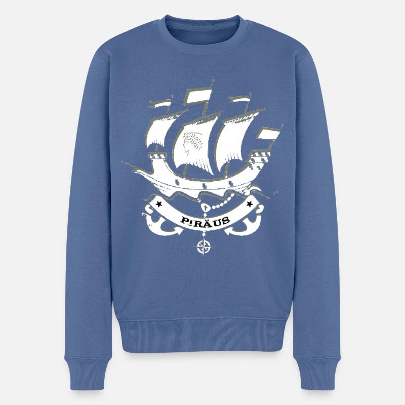 Le Pirée Grèce - Pull Premium bio Homme - bleu pigeon
