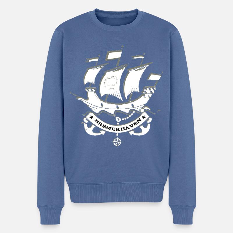Bremerhaven - Pull Premium bio Homme - bleu pigeon