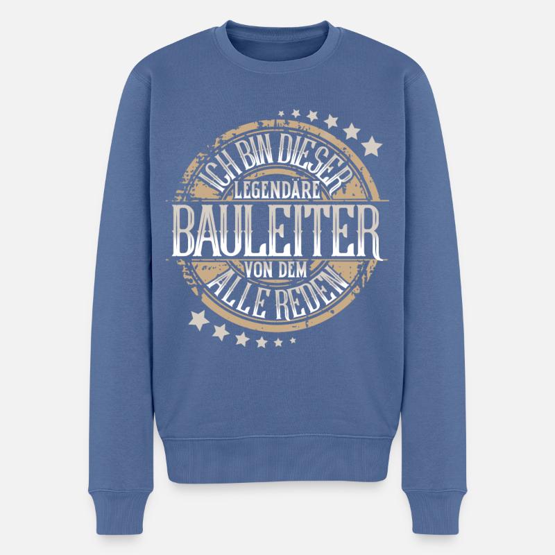 Bauleiter - Männer Premium Bio Pullover - Taubenblau