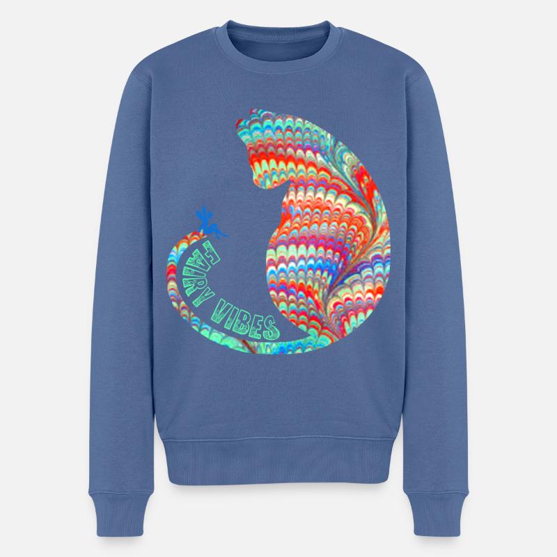 katze mit fee e 72 - Männer Premium Bio Pullover - Taubenblau