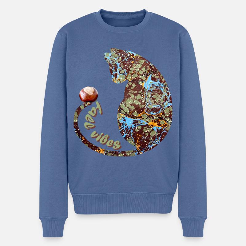 katze mit kastanie e 85 - Männer Premium Bio Pullover - Taubenblau