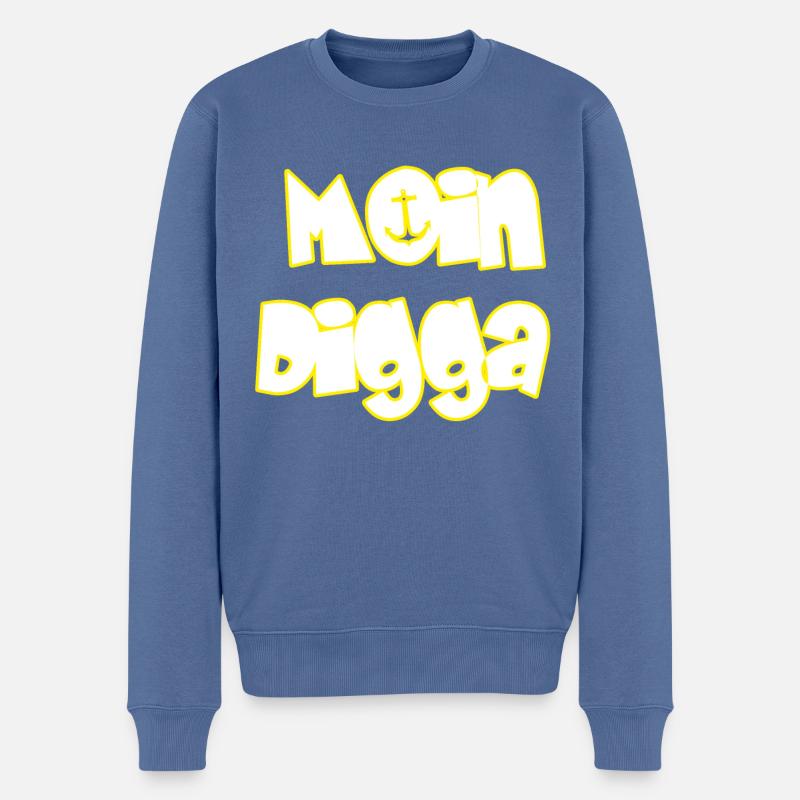 Moin Digga - Männer Premium Bio Pullover - Taubenblau