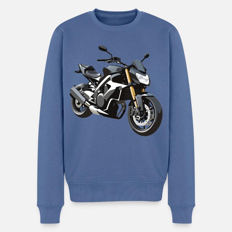 Biker Sticker - Motorbike Design - Männer Premium Bio Pullover - Taubenblau