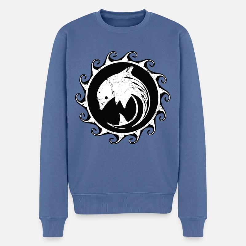 Delfin - Männer Premium Bio Pullover - Taubenblau