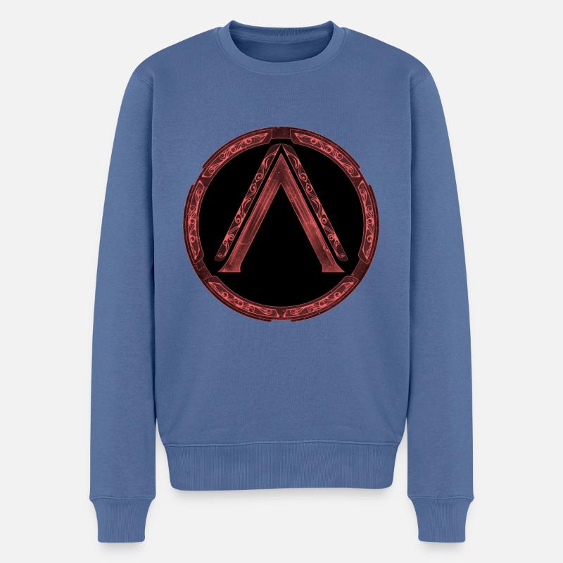 Sparta Lambda Symbol Rot - Männer Premium Bio Pullover - Taubenblau
