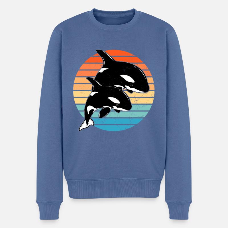 Orcas - Männer Premium Bio Pullover - Taubenblau