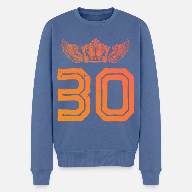 30 Zahl Krone - Männer Premium Bio Pullover - Taubenblau