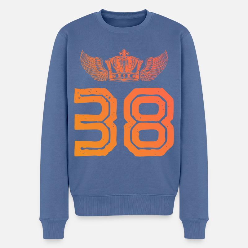 38 Zahl Krone - Männer Premium Bio Pullover - Taubenblau