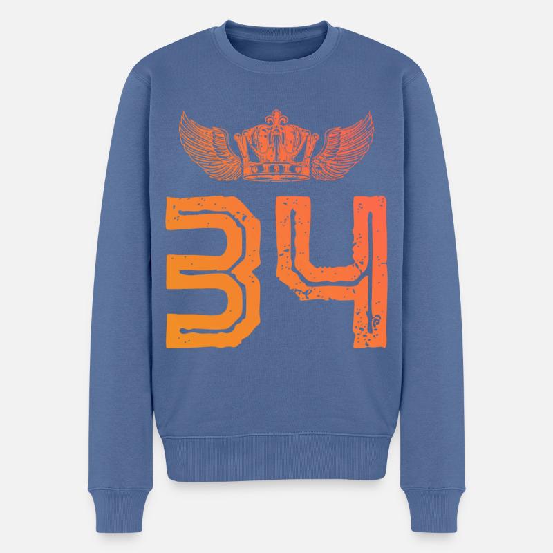 34 Couronne numérique - Pull Premium bio Homme - bleu pigeon