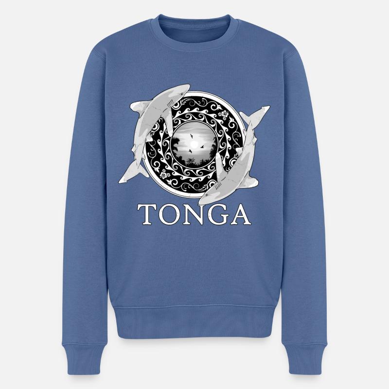 Weißspitzenriffhaie Tonga Pride - Männer Premium Bio Pullover - Taubenblau