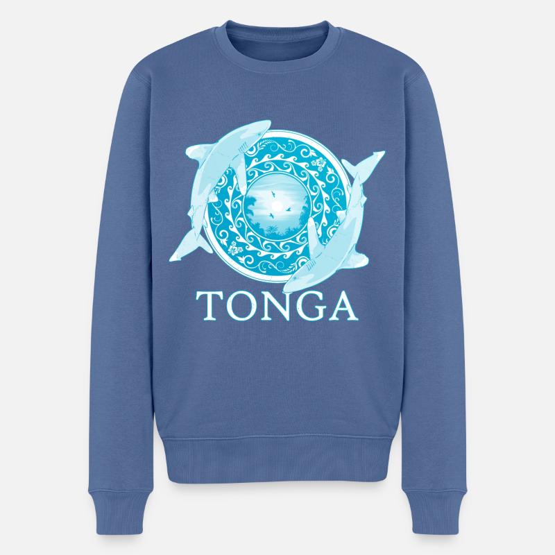Weißspitzenriffhaie Tonga Pride - Männer Premium Bio Pullover - Taubenblau