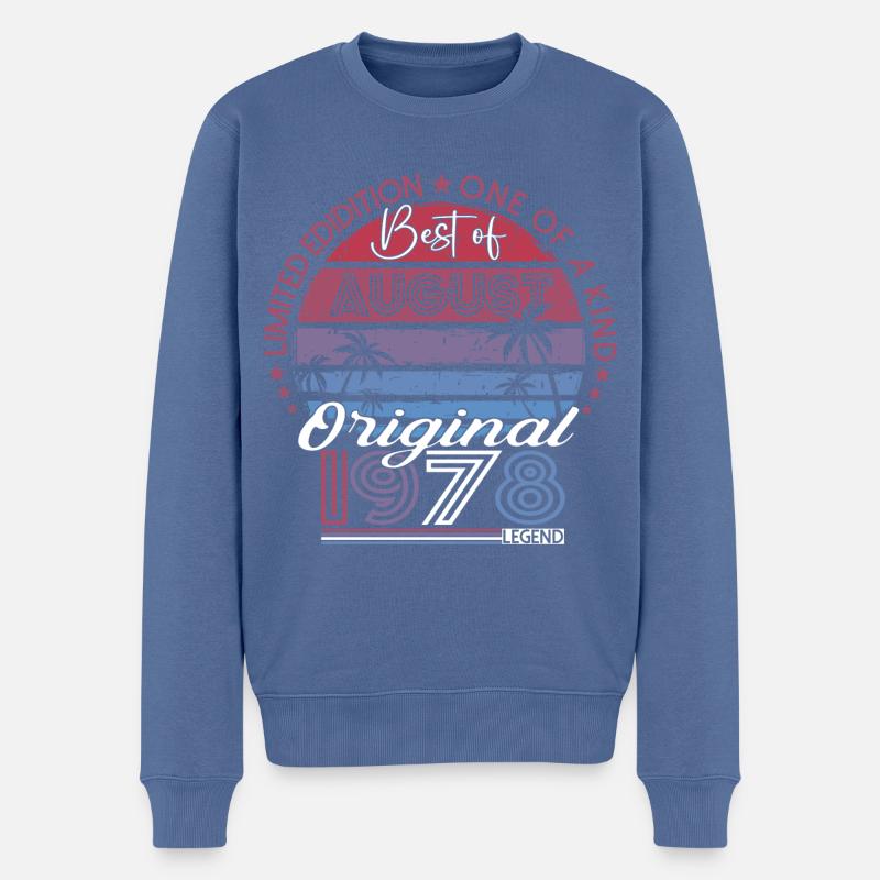 Original August 1978 44. Geburtstag Geschenk Fun - Männer Premium Bio Pullover - Taubenblau