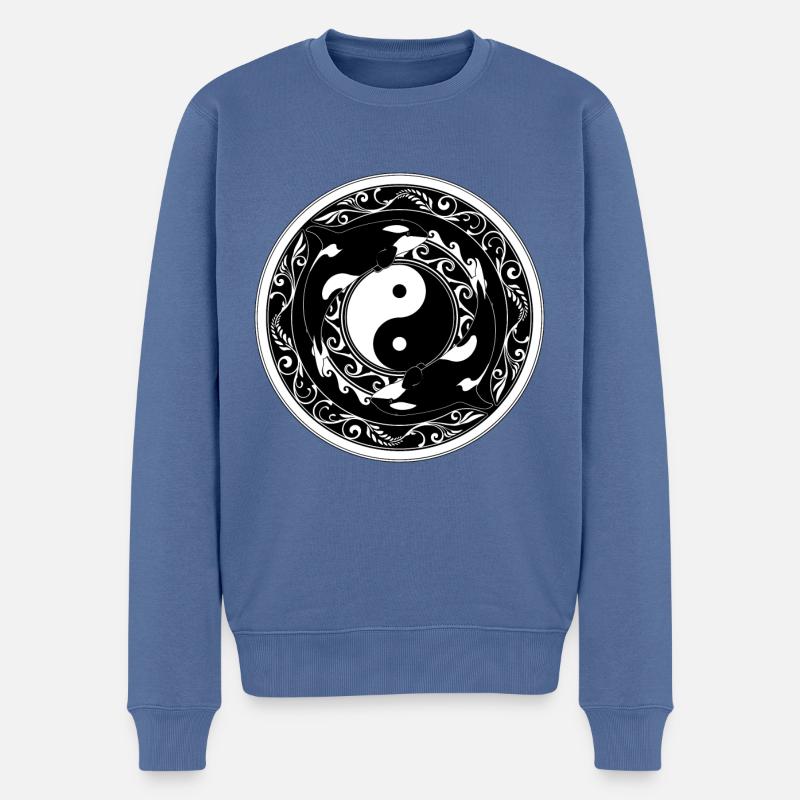 Orques Yin Yang - Pull Premium bio Homme - bleu pigeon