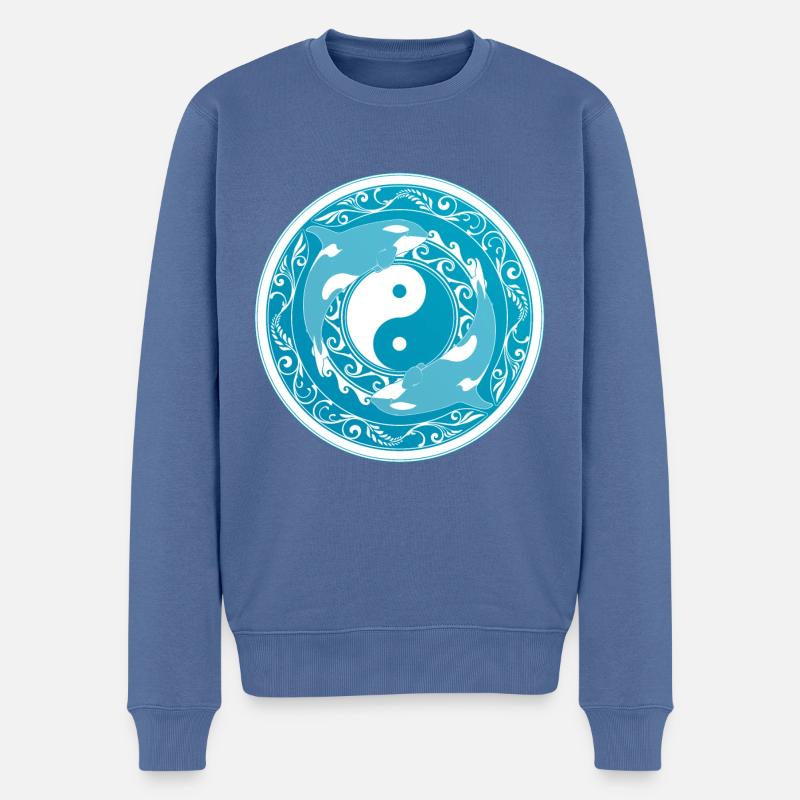 Yin Yang Orcas - Männer Premium Bio Pullover - Taubenblau