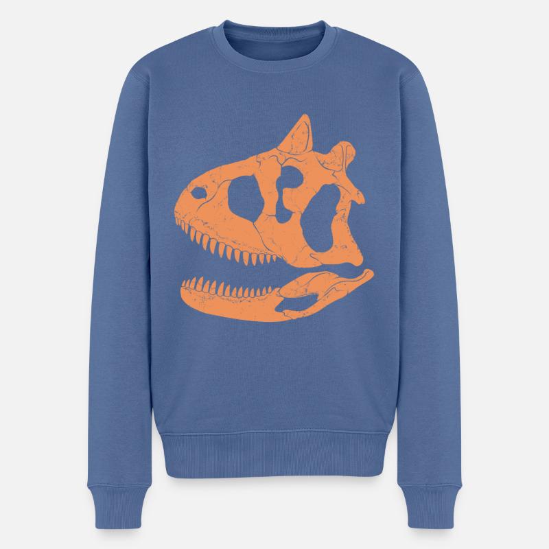 Crâne fossile de Carnotaurus - Pull Premium bio Homme - bleu pigeon