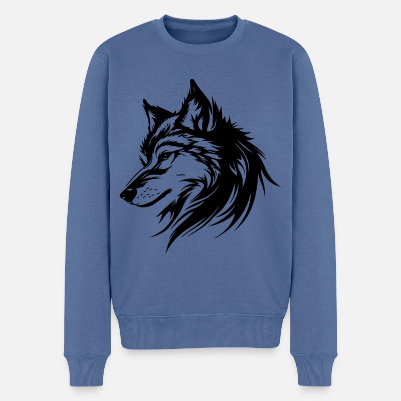 Silhouette de loup - Pull Premium bio Homme - bleu pigeon