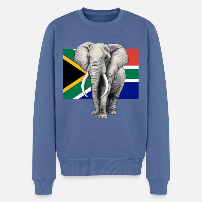 Drapeau éléphant d’Afrique du Sud - Pull Premium bio Homme - bleu pigeon