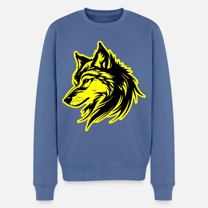 Wolf Silhouette - Männer Premium Bio Pullover - Taubenblau