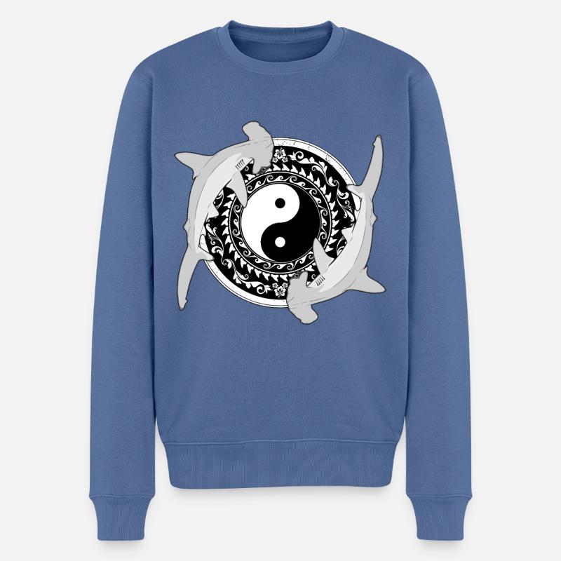 Yin Yang Hammerhaie - Männer Premium Bio Pullover - Taubenblau