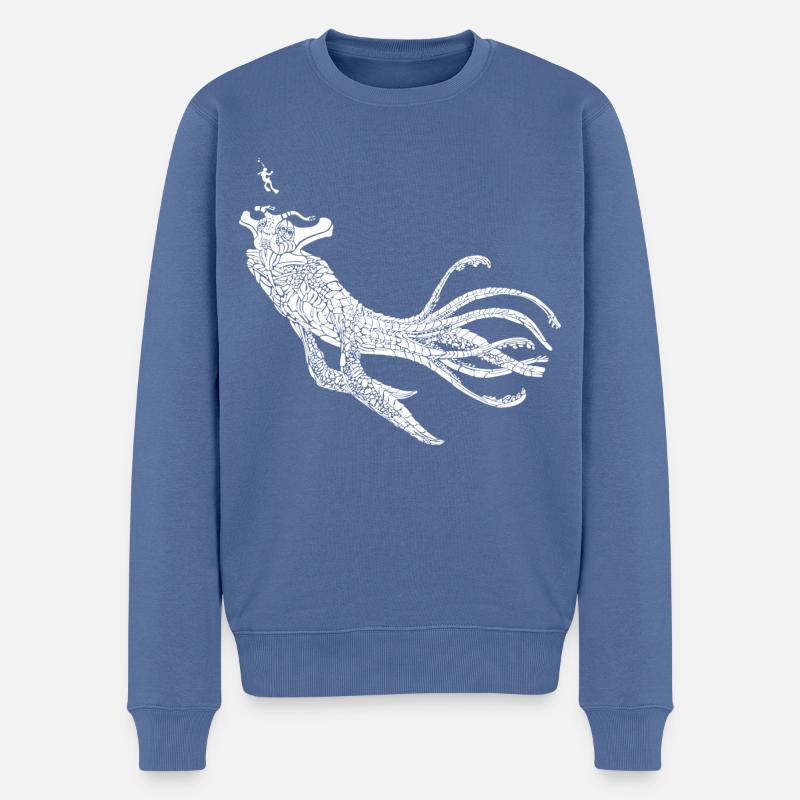Sea Emperor Graphique transparent - Pull Premium bio Homme - bleu pigeon