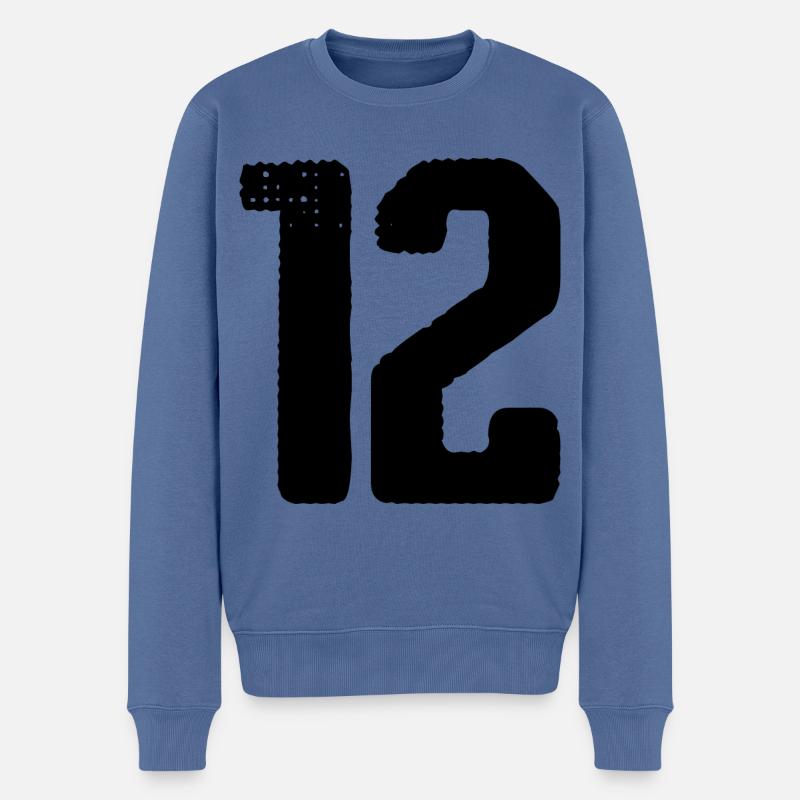 12 Zahl Trikot - Männer Premium Bio Pullover - Taubenblau