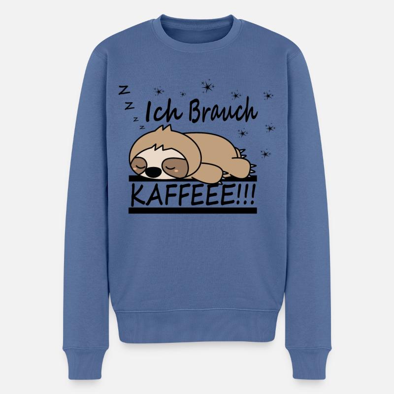 Faultier Kaffee Koffein - Männer Premium Bio Pullover - Taubenblau