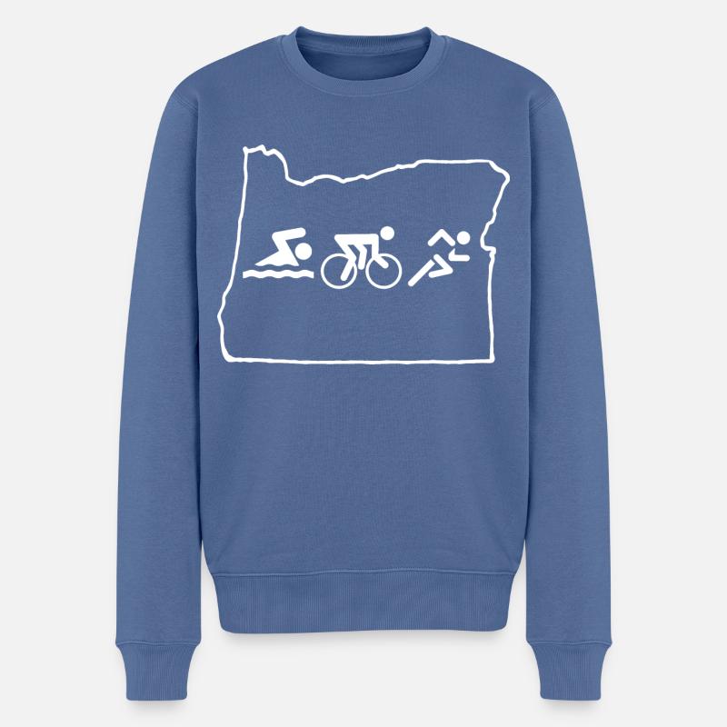 Triathlet Sport-Grafik - Männer Premium Bio Pullover - Taubenblau