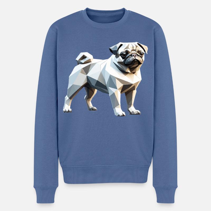 Mops - Haustier Design - Männer Premium Bio Pullover - Taubenblau