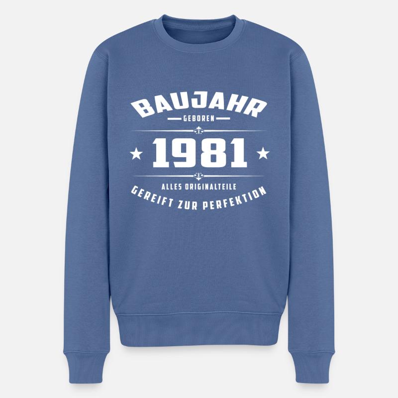 Baujahr - 1981 - Männer Premium Bio Pullover - Taubenblau
