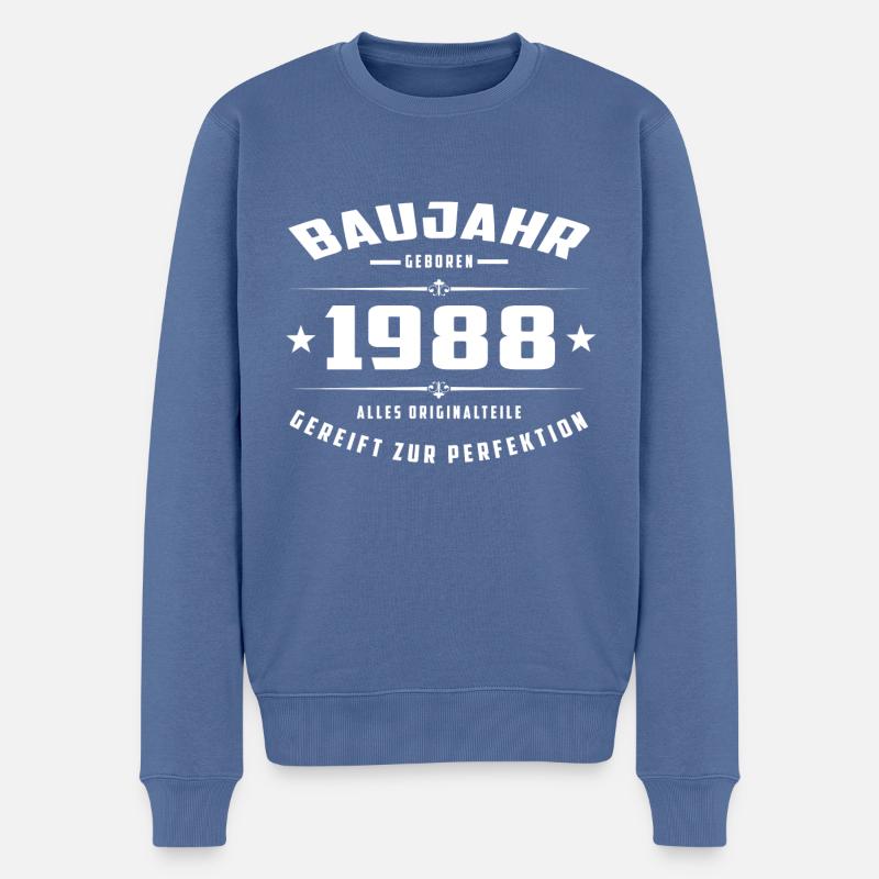 Baujahr - 1988 - Männer Premium Bio Pullover - Taubenblau