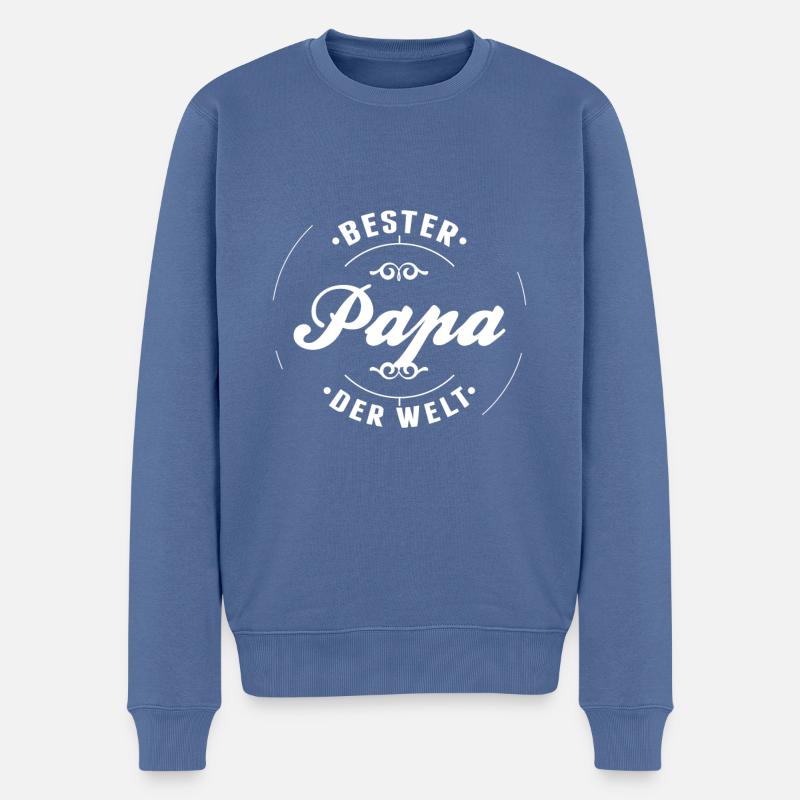 Bester Papa der Welt - Geschenkidee - Männer Premium Bio Pullover - Taubenblau