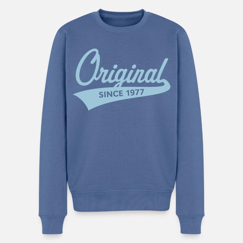Original Since 1977 (Geburtsjahr, Geburtstag / B) - Männer Premium Bio Pullover - Taubenblau