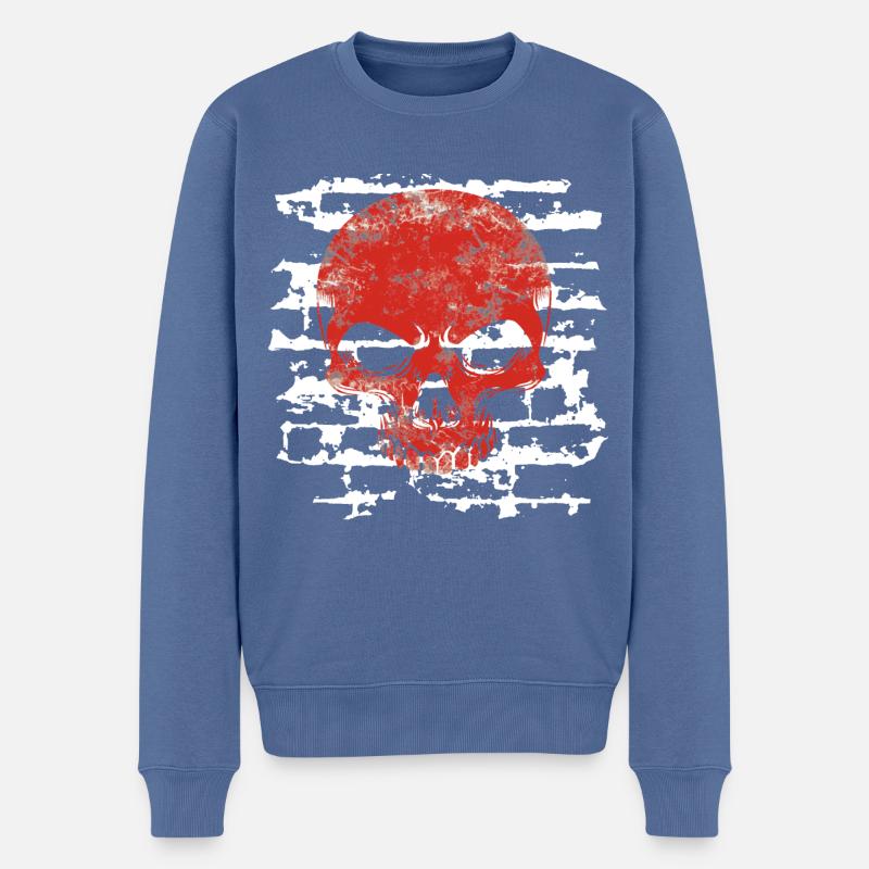 Totenkopf - Männer Premium Bio Pullover - Taubenblau