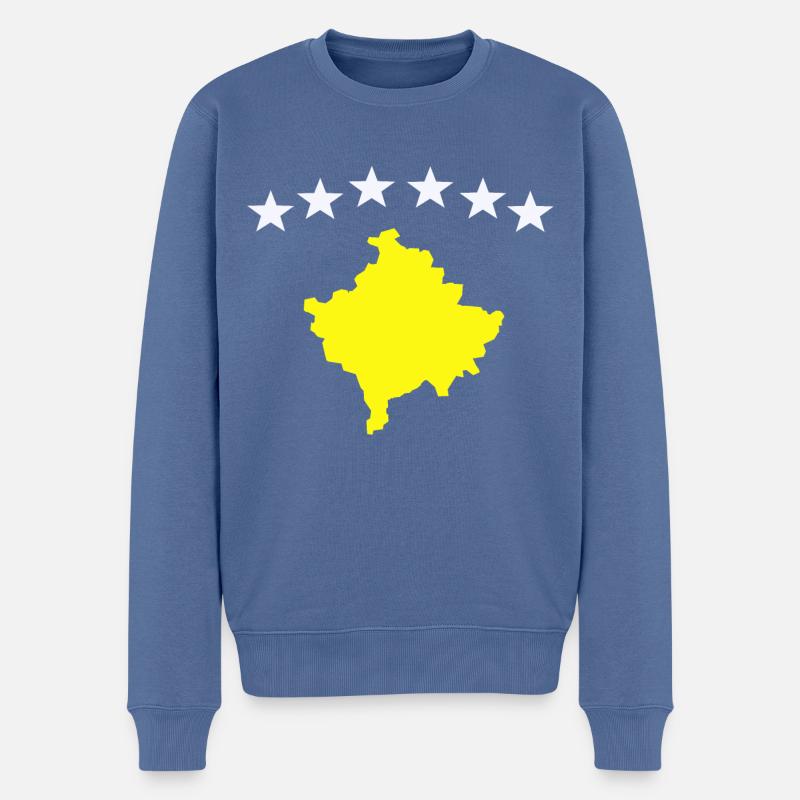 Kosovo Flagge - Männer Premium Bio Pullover - Taubenblau