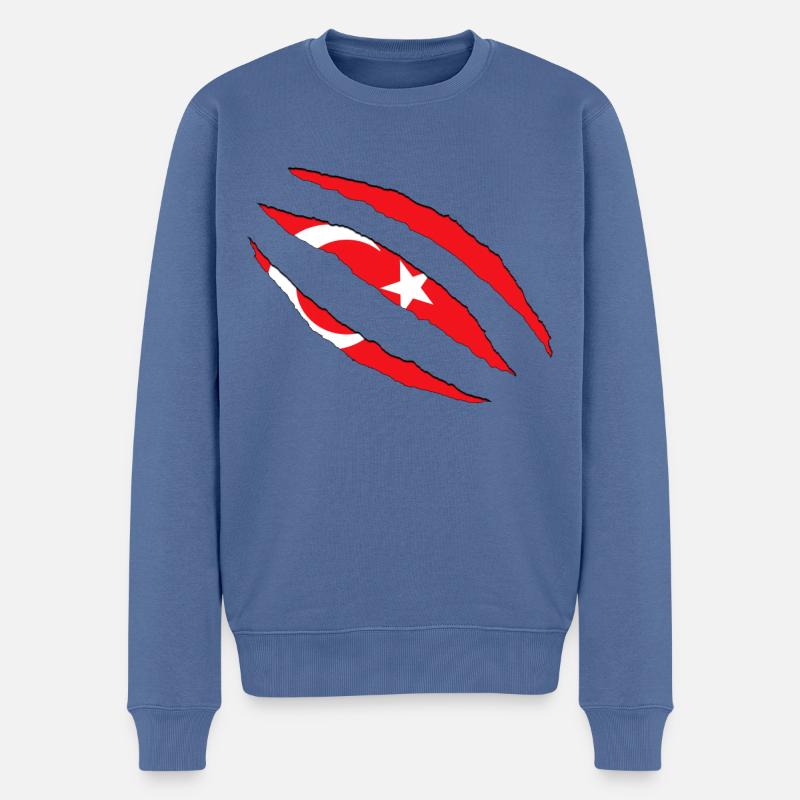 Türkei - Türkiye - Männer Premium Bio Pullover - Taubenblau