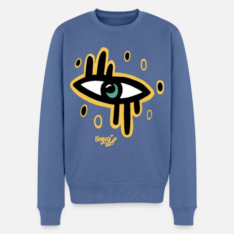 Œil - Pull Premium bio Homme - bleu pigeon