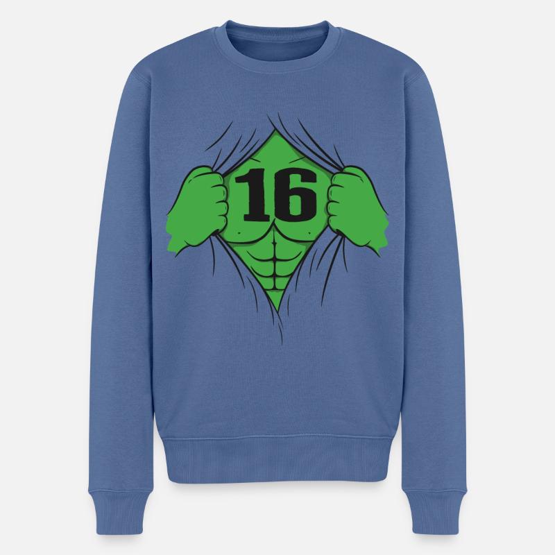 16. Geburtstag lustig 16 Jahre Geschenk - Männer Premium Bio Pullover - Taubenblau