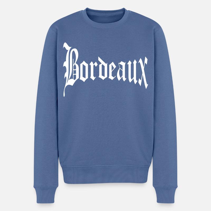 Bordeaux - Männer Premium Bio Pullover - Taubenblau