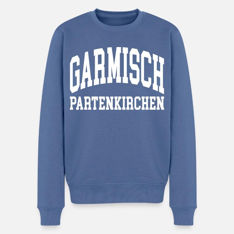 Garmisch-Partenkirchen - Männer Premium Bio Pullover - Taubenblau