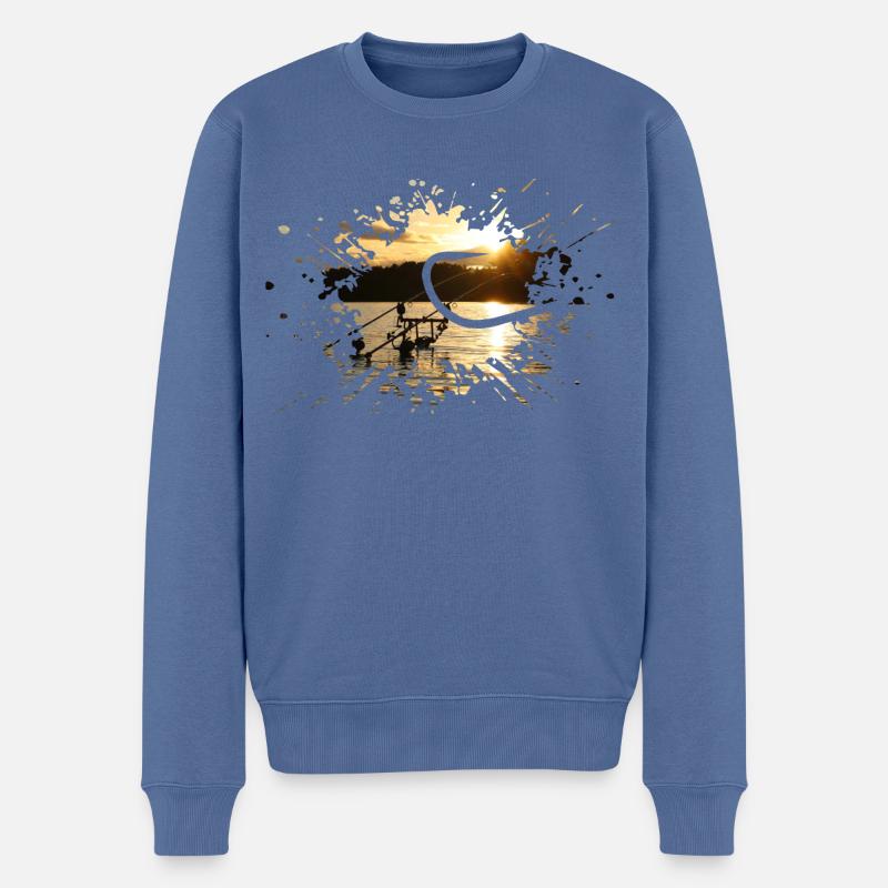 Spash Hook Karpfenangeln Catch&Release - Männer Premium Bio Pullover - Taubenblau