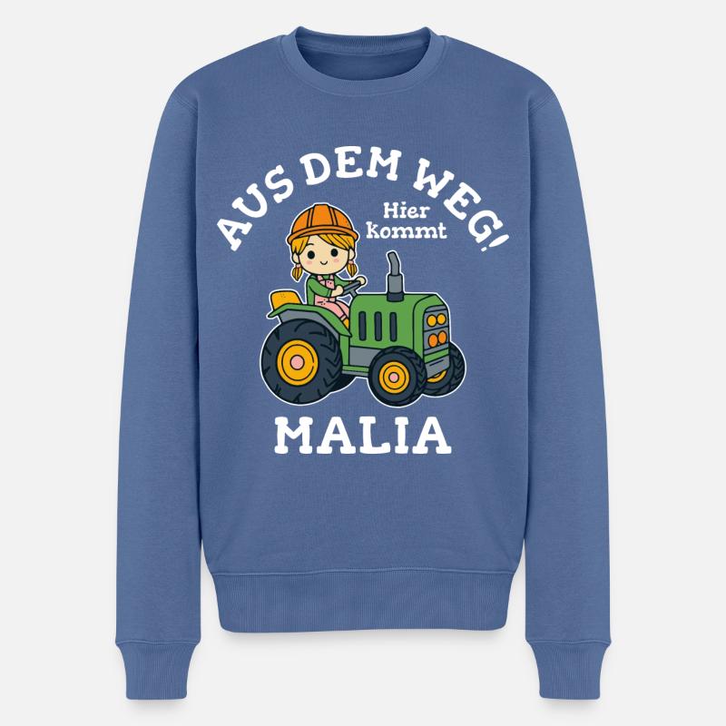 Malia Name Traktor - Männer Premium Bio Pullover - Taubenblau