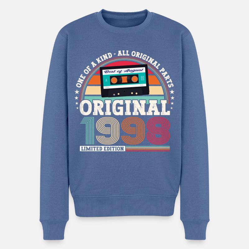 Original August 1998 24. Geburtstag Geschenk Fun - Männer Premium Bio Pullover - Taubenblau
