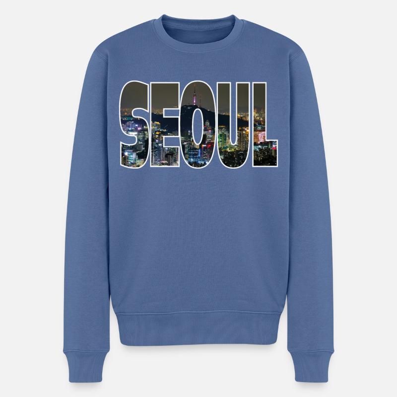 Seoul - Männer Premium Bio Pullover - Taubenblau
