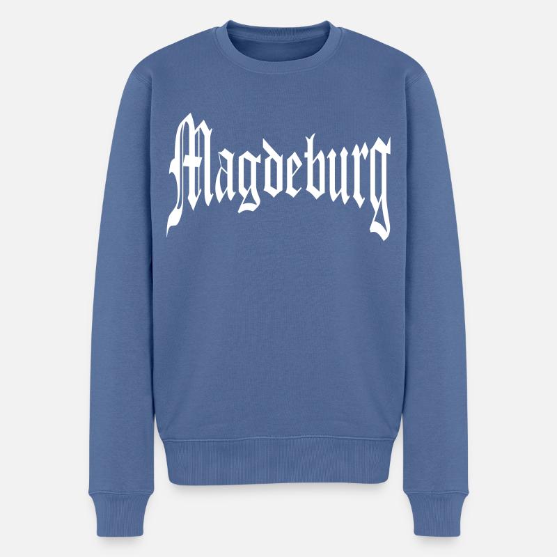 Magdeburg - Männer Premium Bio Pullover - Taubenblau