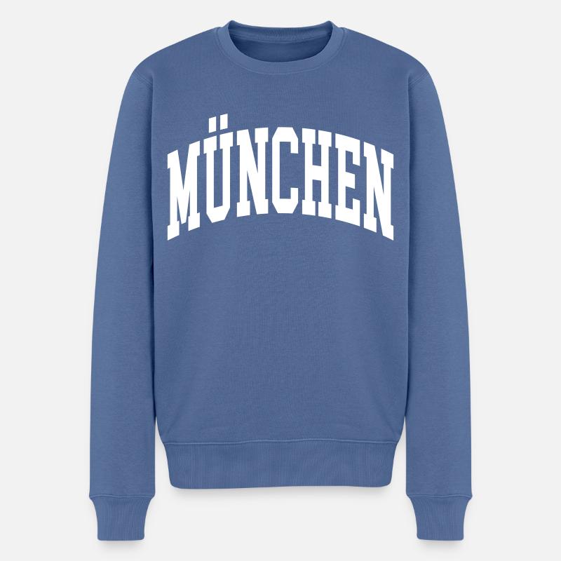 München - Männer Premium Bio Pullover - Taubenblau